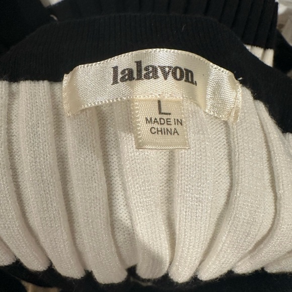 Black Striped Ribbed Knit Rosette Midi Dress - Picture 5 of 5